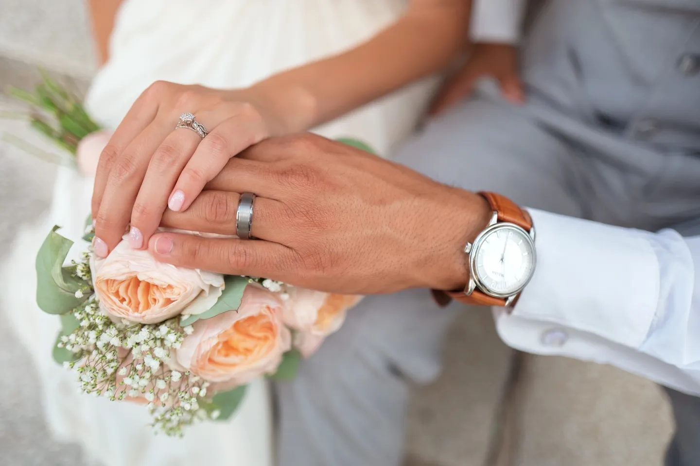 A close up of two people holding hands